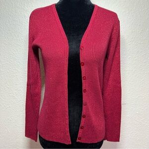Style&co Vintage Y2K Red Glitter Petite Classic Long Sleeve Sweater in Size Sm